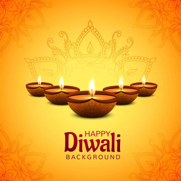 Joyeux Festival Diwali Avec Lampe Huile Fête Fond Carte — Image vectorielle