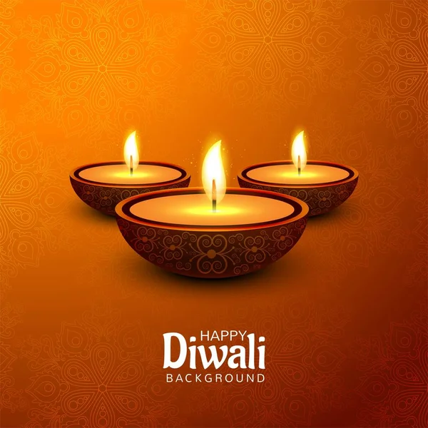 Glad Diwali Festival Med Dekorativa Oljelampa Firande Kort Bakgrund — Stock vektor