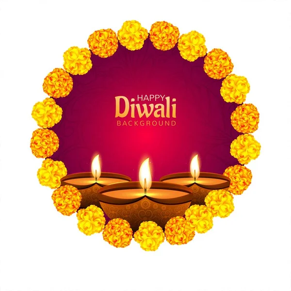 Flor Decorativa Diwali Diya Para Fondo Tarjeta Del Festival — Vector de stock