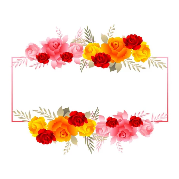 Beautiful Floral Frame Background Soft Colorful Roses — Stock Vector