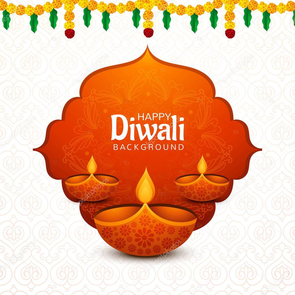 Indian Religious Festival Diwali Background with Lamps