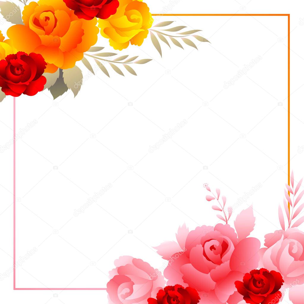 Beautiful composition colorful floral frame card background