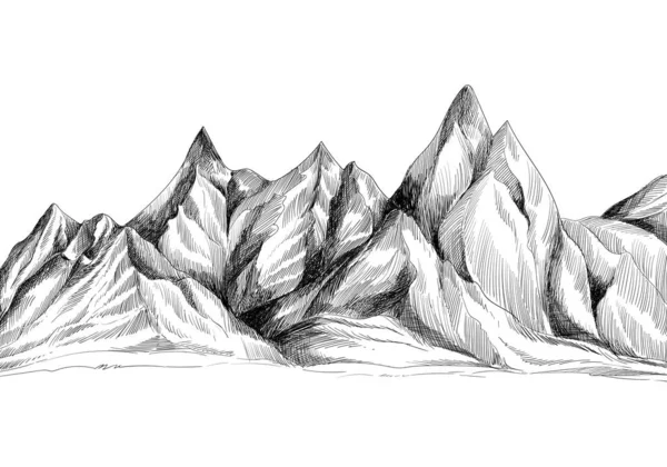 Desenho Mão Projeto Esboço Paisagem Montanha —  Vetores de Stock