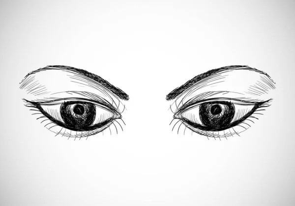 Beautiful Hand Drawn Eyes Sketch Design — Stock Vector