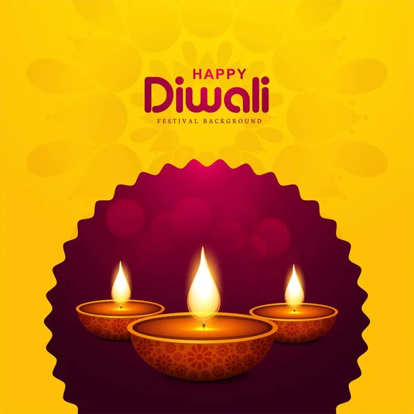 Feliz Festival Diwali Luces Celebración Tarjeta Fondo — Vector de stock