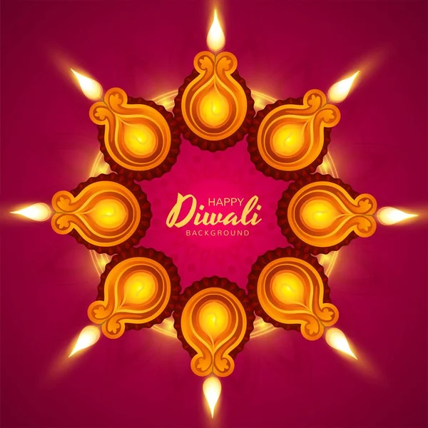 Lâmpada Óleo Decorativa Diwali Festival Celebração Cartão Fundo — Vetor de Stock