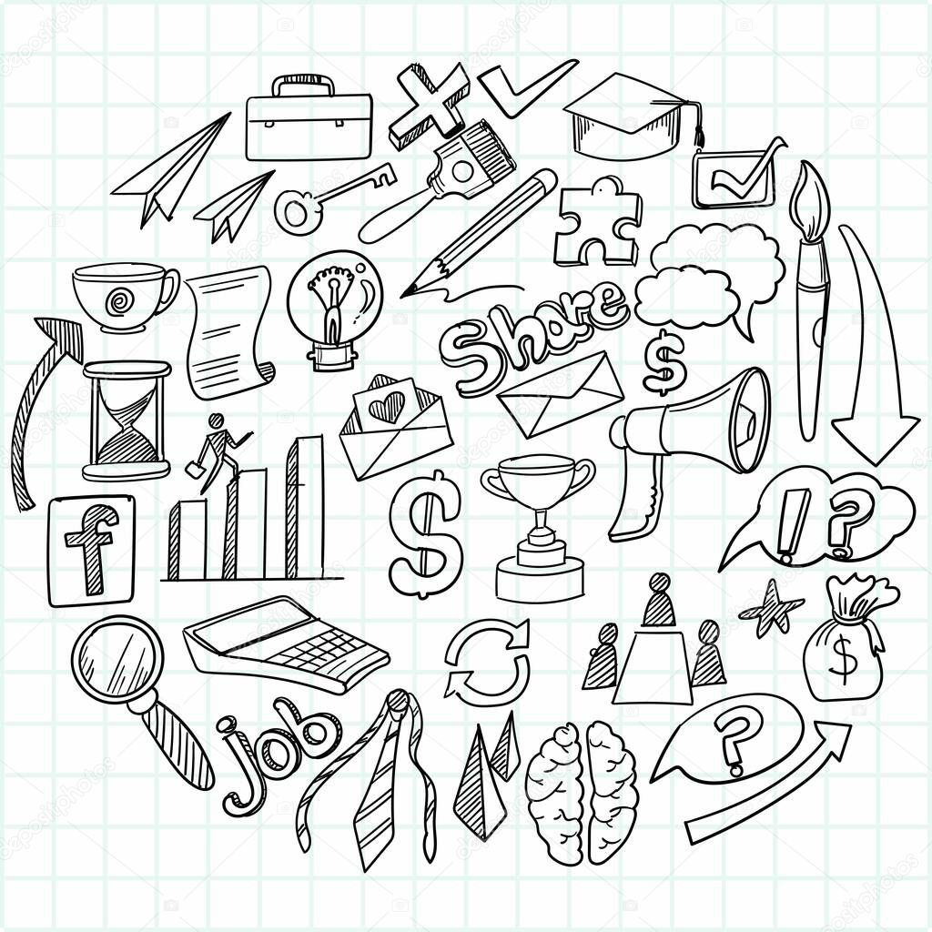 Hand draw business idea icon doodles sketch design
