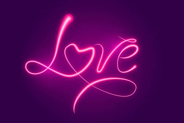 Glowing Love Caligraphie Texte Fond Brillant — Image vectorielle