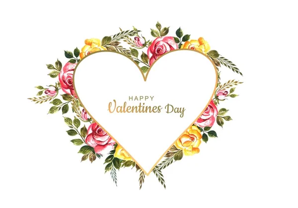 Tarjeta Invitación Del Día San Valentín Con Flores Colores Fondo — Vector de stock