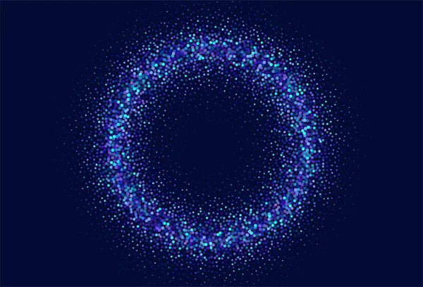 Blå Cirkulära Glitter Partiklar Bakgrund — Stock vektor