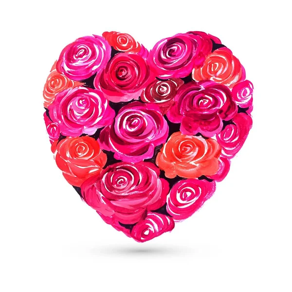 Happy Valentines Tag Bunte Blumen Grußkarte Mit Herz Design — Stockvektor