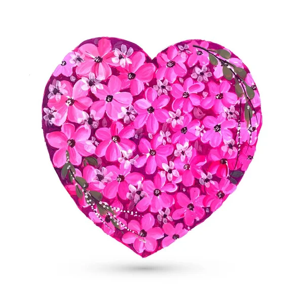 Valentinstag Karte Mit Bunten Blume Herz Hintergrund — Stockvektor
