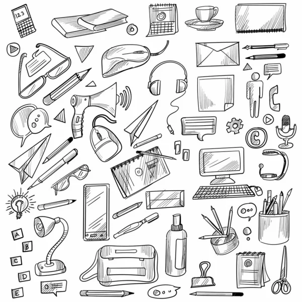 Dessin Main Doodle Décor Set Design — Image vectorielle