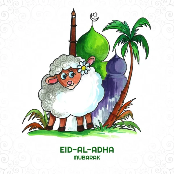 Eid Adha Mubarak Τον Εορτασμό Της Μουσουλμανικής Κοινότητας Φόντο Φεστιβάλ — Διανυσματικό Αρχείο