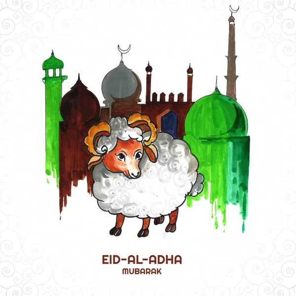 Eid Adha Mubarak Τον Εορτασμό Της Μουσουλμανικής Κοινότητας Φόντο Φεστιβάλ — Διανυσματικό Αρχείο