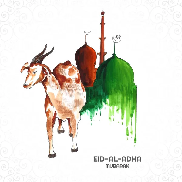 Vackra Gratulationskort För Muslimsk Semester Eid Adha Bakgrund — Stock vektor