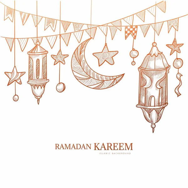 Dibujo Mano Boceto Para Diseño Tarjetas Kareem Ramadán Feliz — Vector de stock