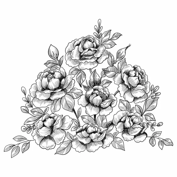 手描きの装飾結婚式の花のスケッチの背景 — ストックベクタ