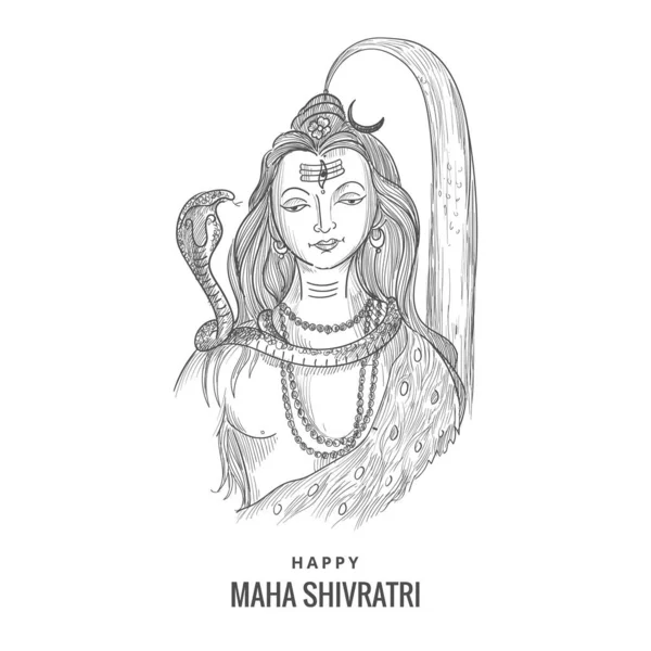 Mano Dibujar Maha Shivratri Boceto Fondo Tarjeta — Archivo Imágenes Vectoriales