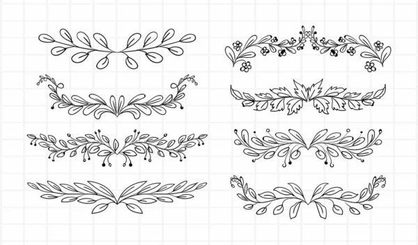 Verschiedene Dekorative Florale Trennwände Setzen Illustration — Stockvektor