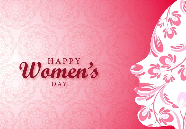 Happy Womens Day Card Beautiful Face Background — Stock Vector