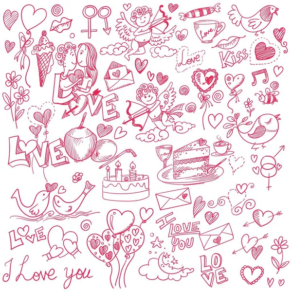 Dessin Main Saint Valentin Scrapbook Page Croquis Doodle — Image vectorielle