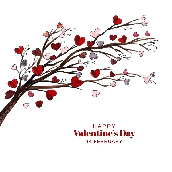 Beautiful Hearts Tree Valentines Day Card Design — Stock Vector