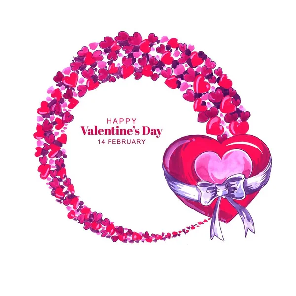 Decorative Hearts Valentines Day Gretting Card Design — Stock Vector