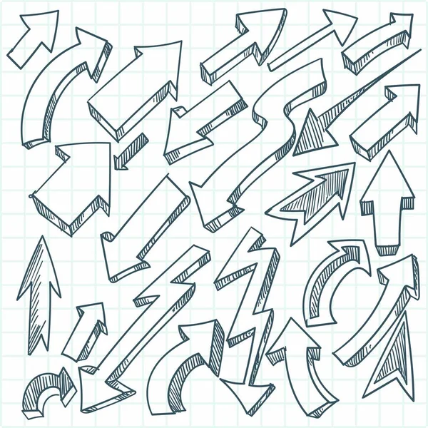 Juego Flecha Garabato Geométrico Dibujado Mano — Archivo Imágenes Vectoriales