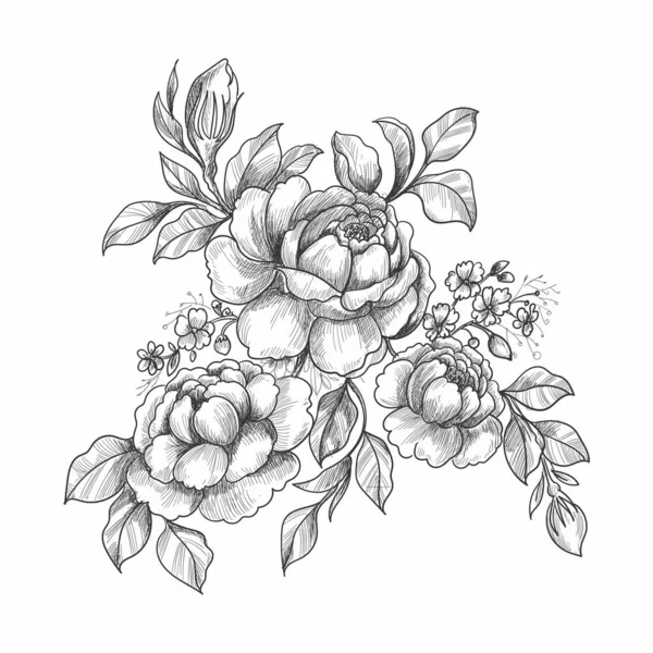 Güzel Çizimi Düğün Çiçeği Tasarımı — Stok Vektör