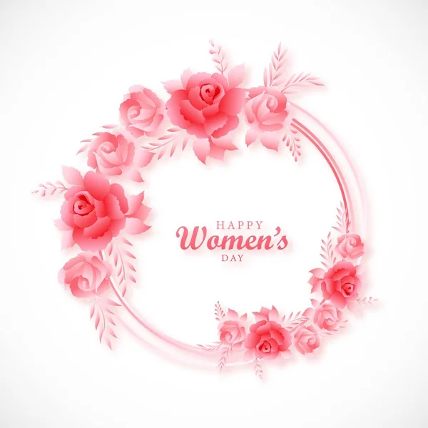 Women Day Background Flowers Frame Card Design — Stock Vector