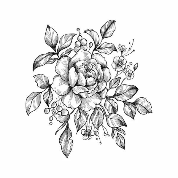 手描きの花のスケッチデザイン — ストックベクタ