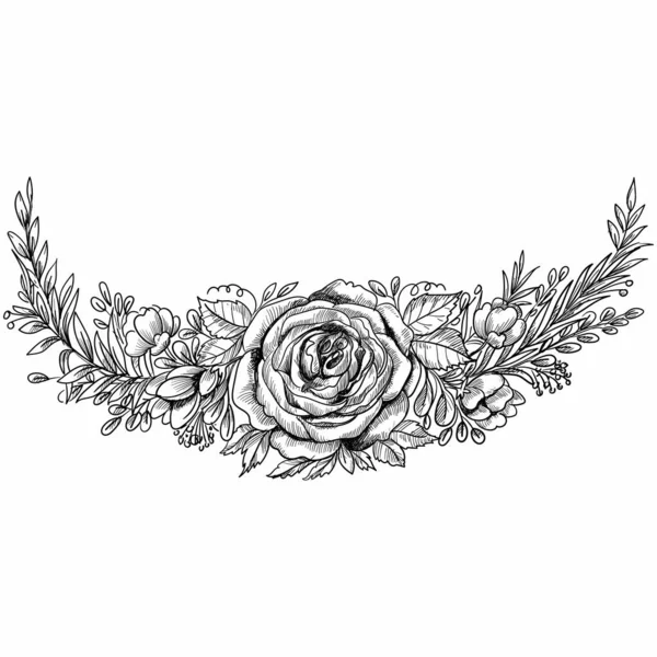 装飾的な花の手描きスケッチカードの背景 — ストックベクタ