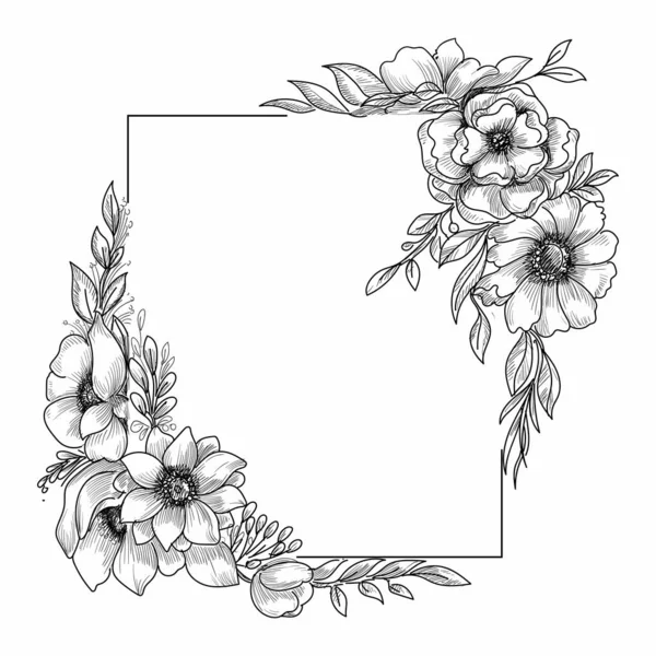 아름다운 꽃무늬 스케치 디자인 — 스톡 벡터