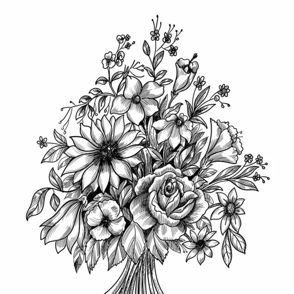 Ruční Kresba Náčrtky Dekorativní Květinové Pozadí — Stockový vektor