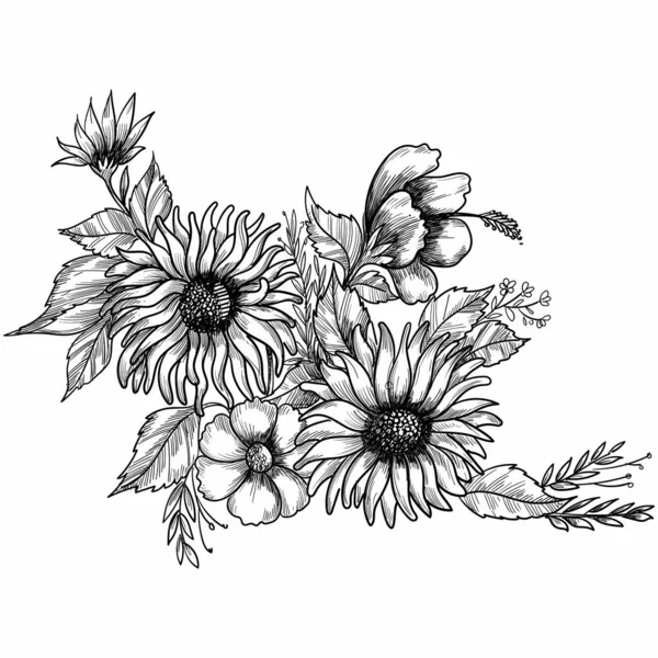Dibujo Mano Boceto Decorativo Floral Fondo — Vector de stock