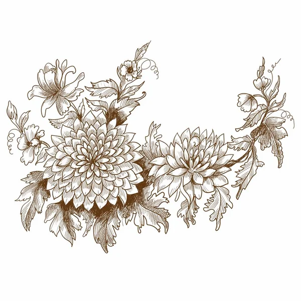 美しい結婚式の花のスケッチデザイン — ストックベクタ