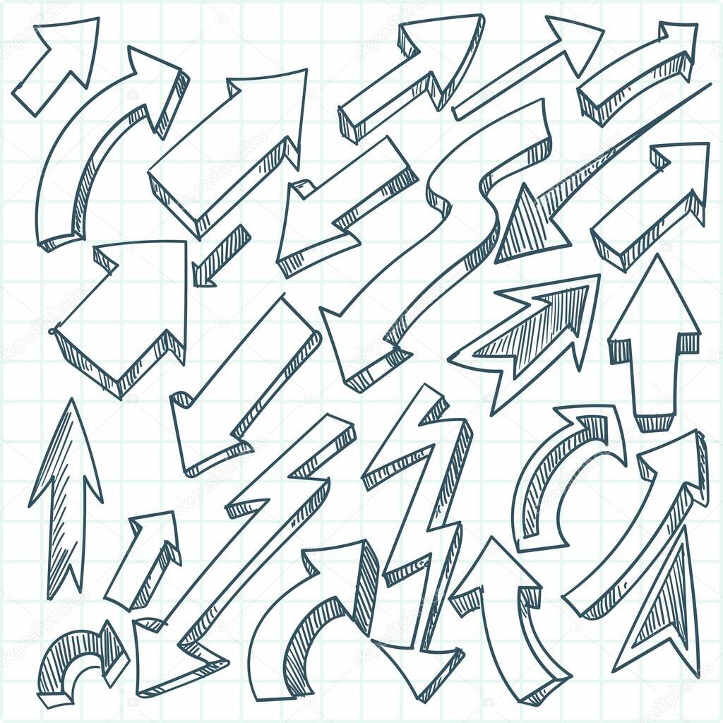 Hand drawn geometric doodle arrow set 