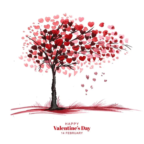 Beautiful Heart Shape Tree Valentines Day Card Design — Stock Vector