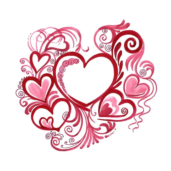 Hermoso Decorativo Floral Corazón Forma San Valentín Tarjeta Día Fondo — Vector de stock