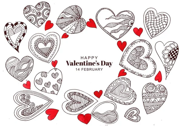 Beautiful Decorative Hearts Shape Valentines Day Card Background — Stock Vector