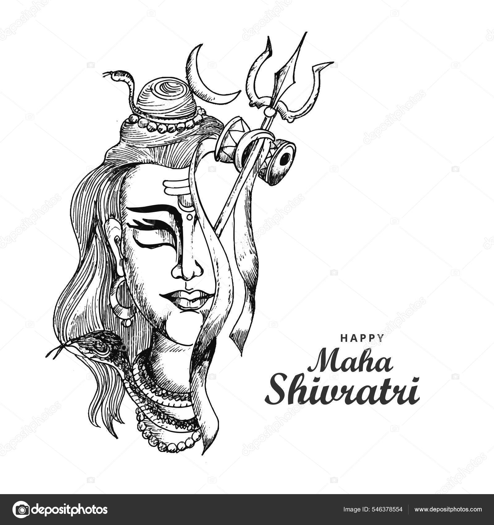 Hand Draw Shiv Ling Sketch Maha Shivratri Festival Card Background Stock  Vector - Illustration of shiva, vector: 241037644