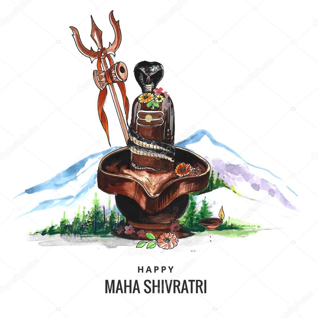 Beautiful realistic lord shiva shivling for maha shivratri festival card background
