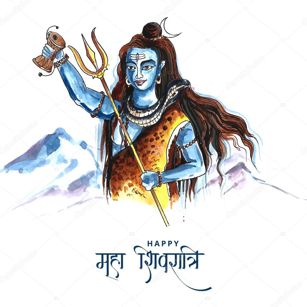  Lord shiva indian god of hindu for maha shivratri card background