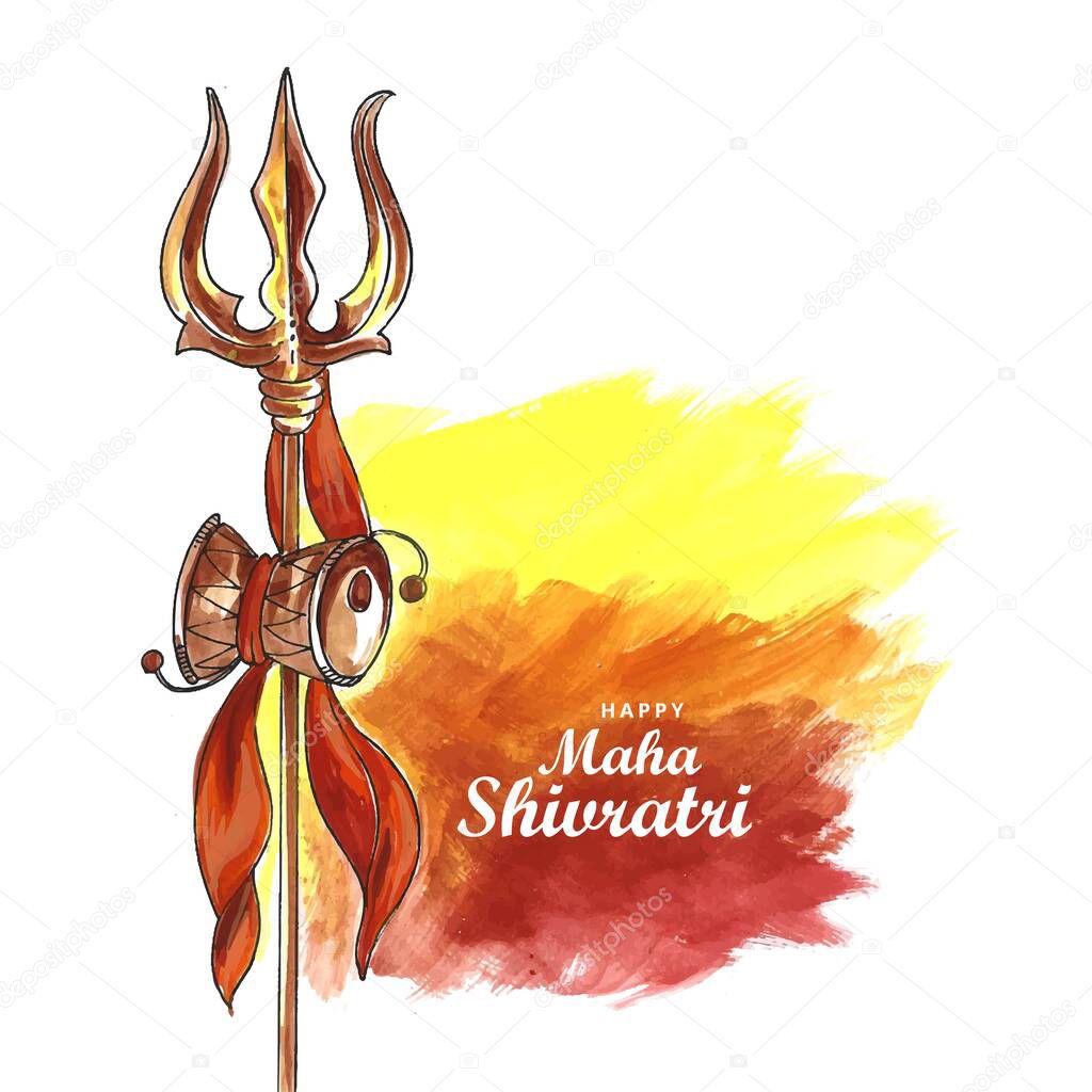 Happy maha shivratri with trisulam a hindu festival celebration background