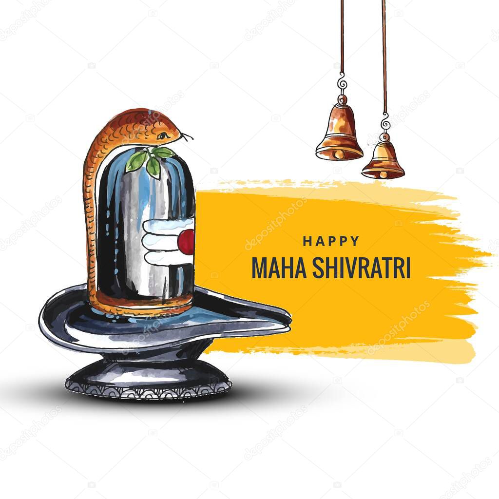 Beautiful happy maha shivratri greeting card with shivling background