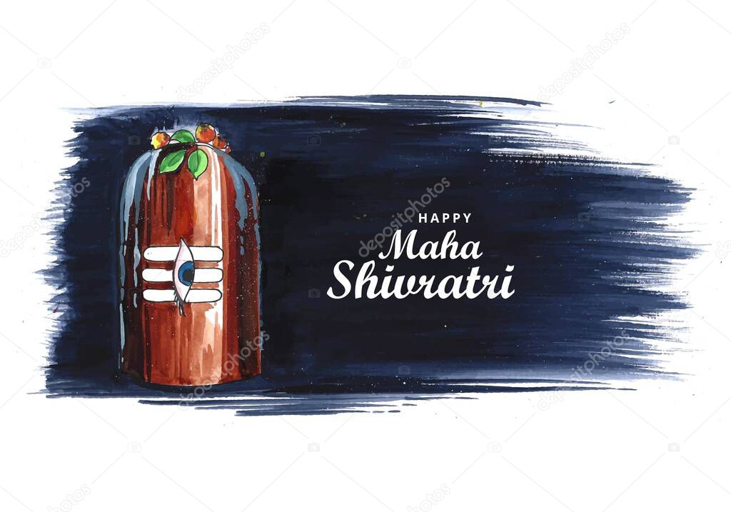 Beautiful happy maha shivratri greeting card with shivling background