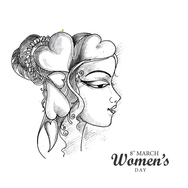 Dibujo Mano Día Internacional Las Mujeres Diseño Tarjetas Boceto — Vector de stock