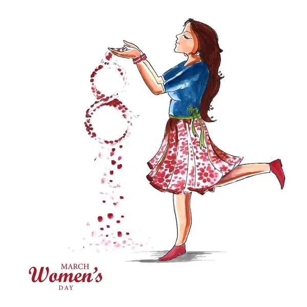 Красива Щаслива Жінка День Леді Радості Святкування Листівка Фон — стоковий вектор