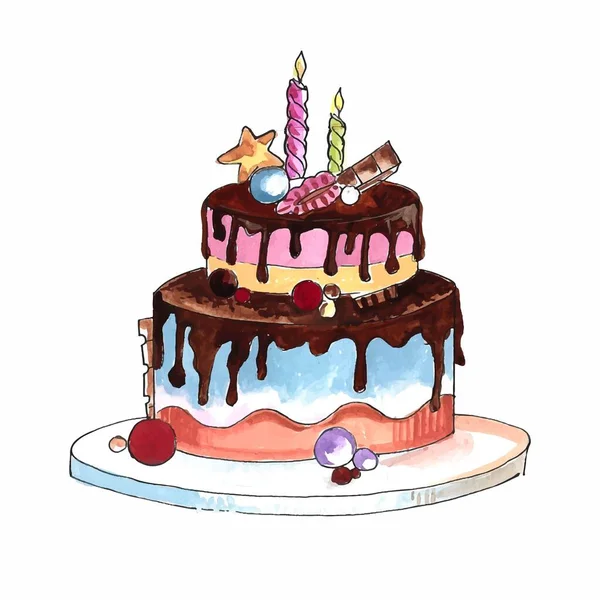 Hermoso Diseño Pastel Cumpleaños Celebración — Vector de stock